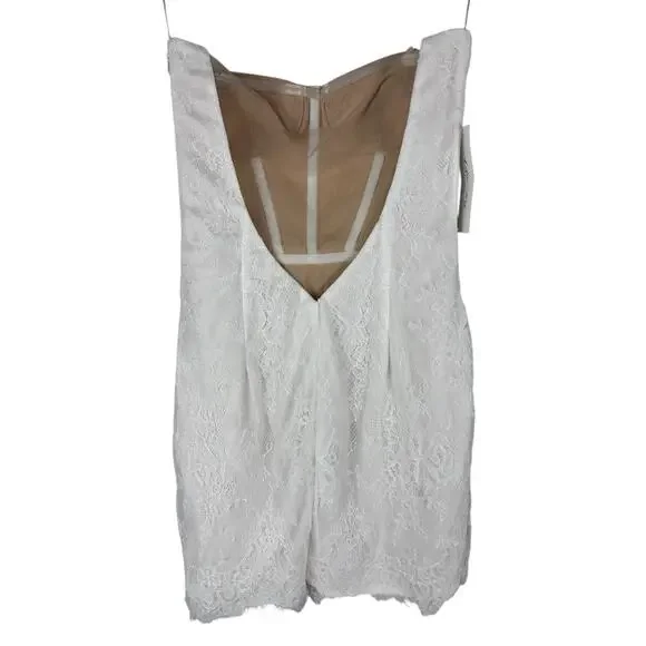 Katie May Britt Lace Strapless Mini Dress Sexy Cocktail Bridal Wedding Ivory XS